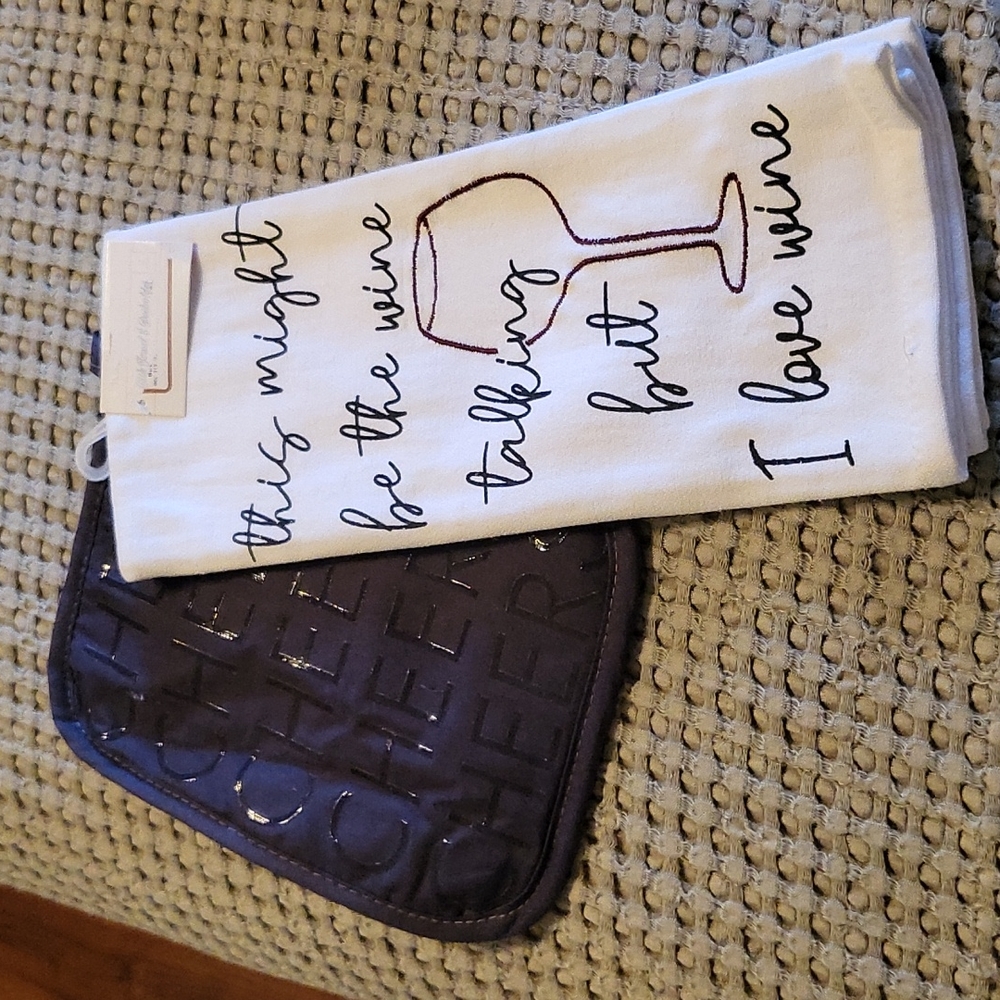 ☀️Wine-Dish Towel & Pot Holder Set.